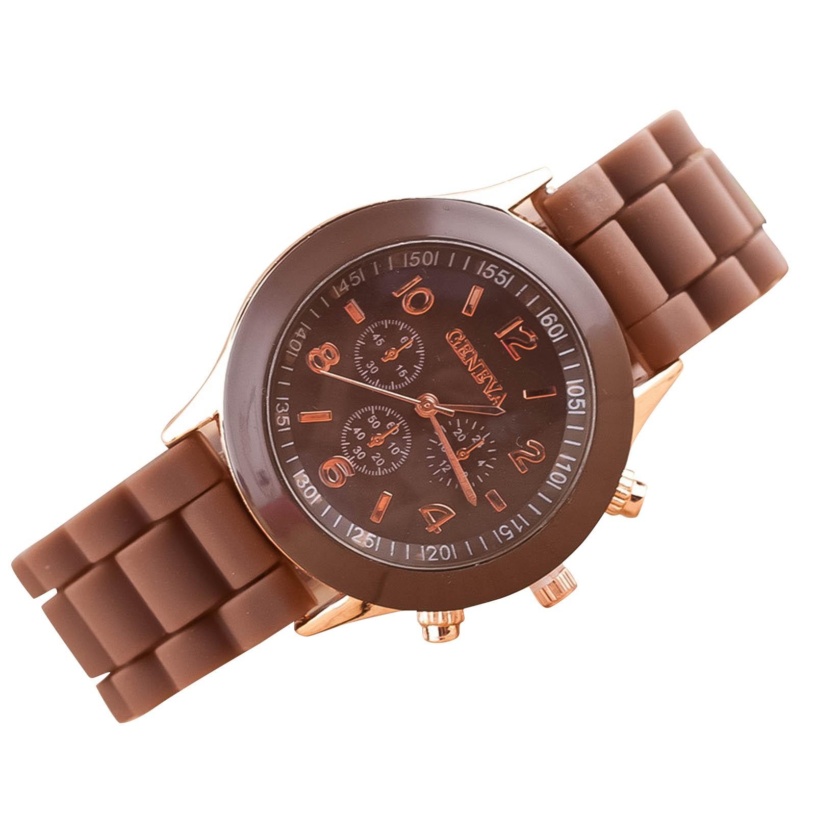 Herren- und Damenuhren, wasserdichte Damenuhren, Quarzuhr-Dekorationen braun