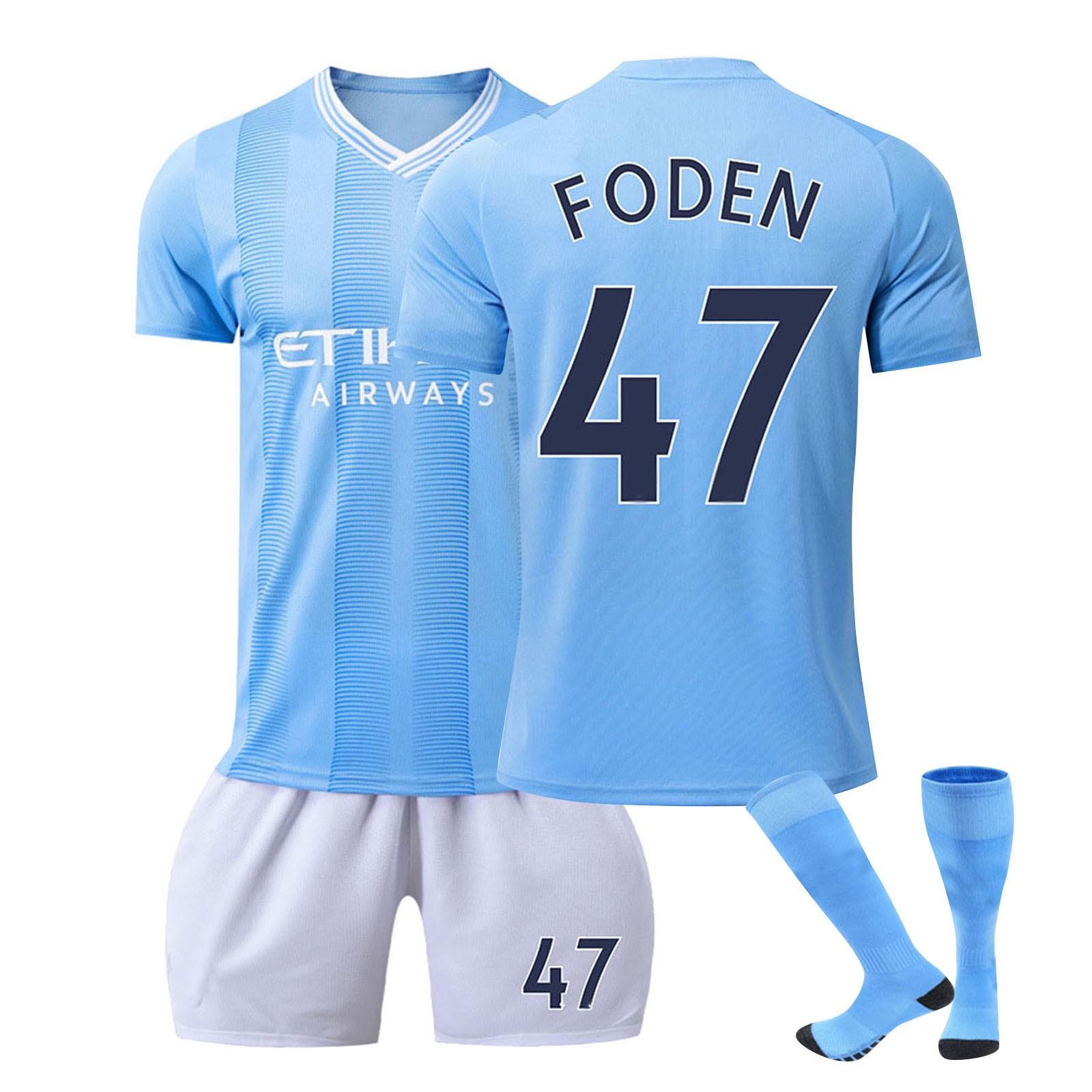 2324 Manchester City Heimfußballtrikots Kurze Strumpfhose Set Neu Kurze Strumpfhose Kindergröße Set XXL