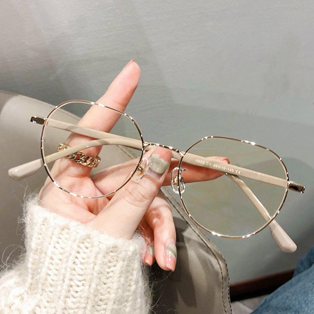 Klare Brille Damen Polygonaler Metallrahmen Brillen 0 Flacher Spiegel Mädchen Brillen Anti Blaulicht Brille Mode Brillen