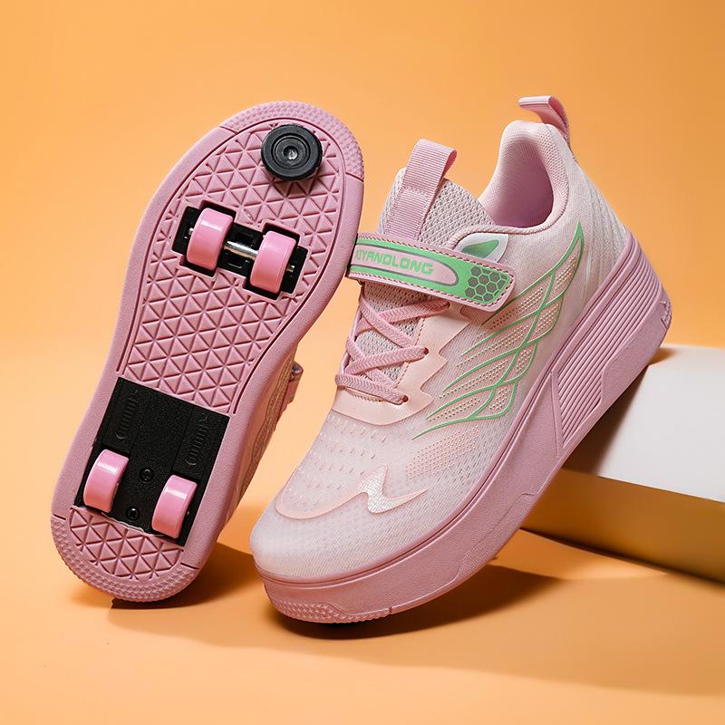 Neue Kinder Laufschuhe, Jugend Rollschuhe, Vierrad-Skates mit Bremsen, Flugrollen-Sneakers 40