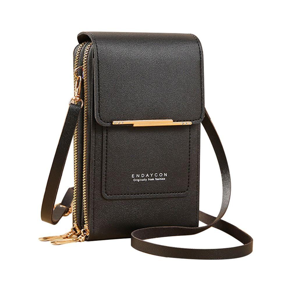 RFID Anti-Diebstahl Leder Tasche Touchscreen Handy Geldbörse Umhängetaschen Damen Reise Smartphone Handtasche schwarz