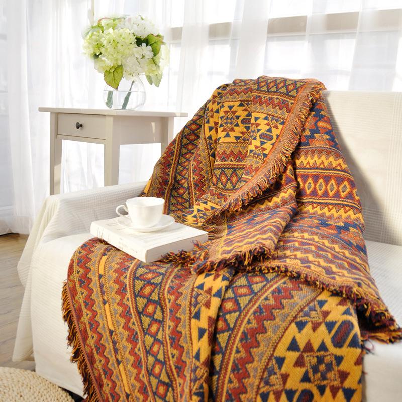 Retro Warme Sofa Möbel Handtuch Europäisches Material Sofa Möbel Stuhl Decke Rutschfest Beidseitig Verwendbar Couch Abdeckung Jacquard Geometrie Couch 90x90cm 1pcs