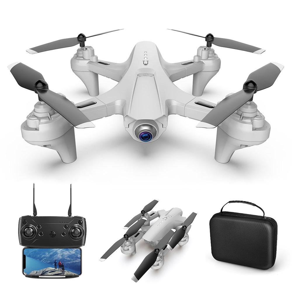 RC-Drohne mit Kamera, Dual-Kamera-Drohne, 4K-RC-Quadcopter, WiFi-FPV-Drohne, faltbare Drohne, Headless-Modus White 1080p 1 Battery weiß
