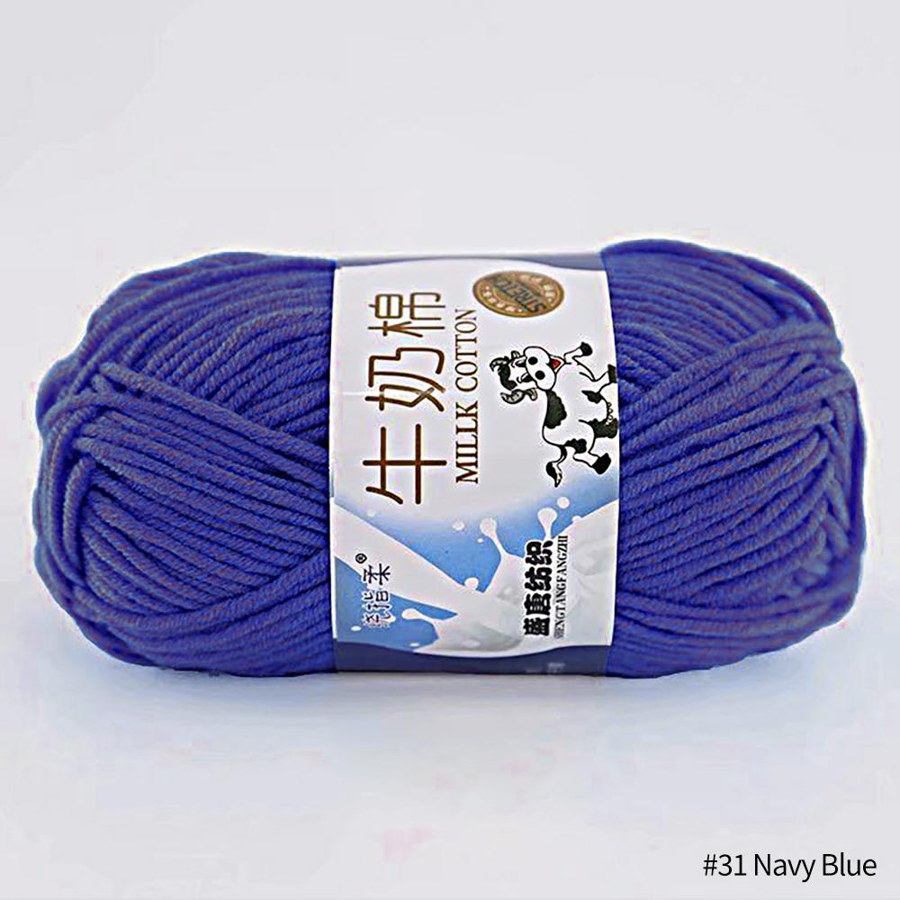 FEIJIEAST 50 g/Rolle Milch-Baumwollgarn, 5-lagig, Handstrickgarn, weich, warm, DIY-Baumwollfäden, Babywolle zum Handstricken, Häkelgarn navy blau
