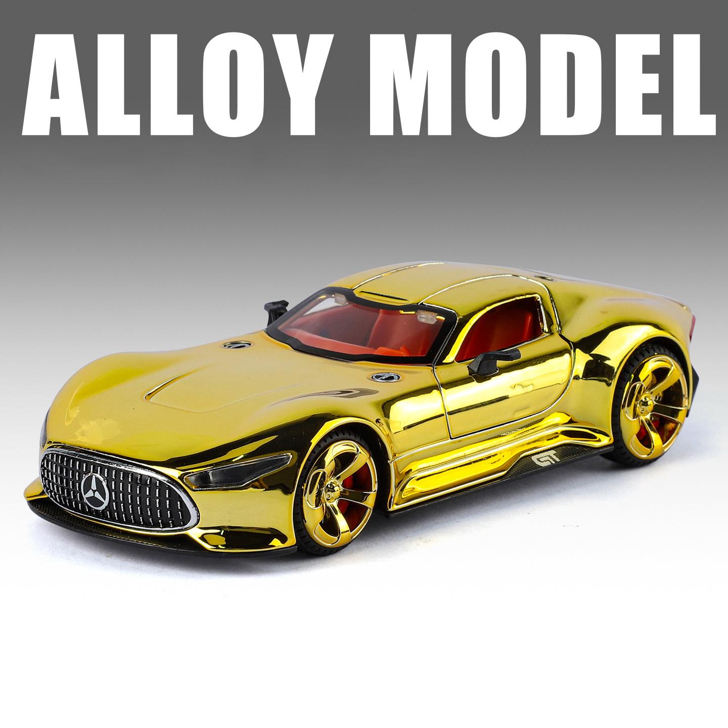 1:32 Benz VISION GT Super Concept Sportwagen Legierung Druckguss Modellauto Zuhause Trendiges Ornament Computer Schreibtisch Dekoration Sammlerstück gold