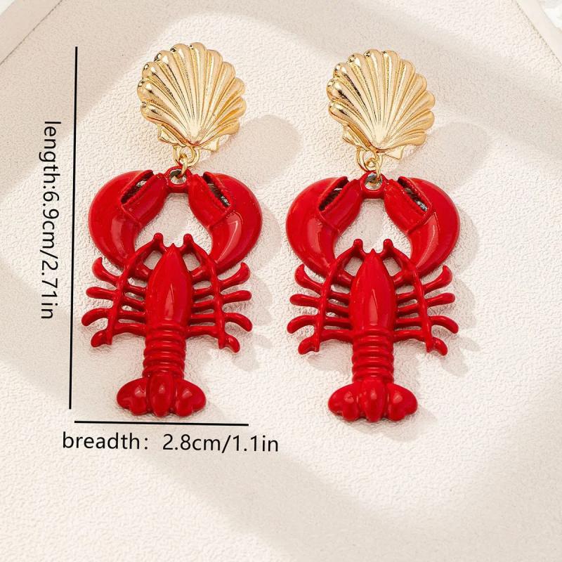 Modische Hummperlen Halskette Ohrringe Böhmisch Handgefertigter Perlen Schmuck Einfache Anhänger Halskette Damen Strandurlaub Zubehör A3 red
