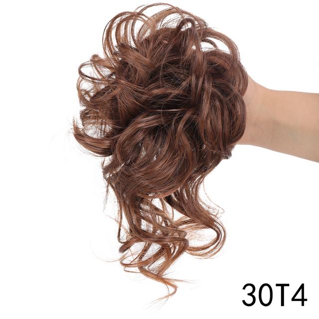 Synthetischer Dutt, unordentliche Locken, Band, elastische Haarspange, Perückenstück, Damen-Haarspange, Schwarz, Braun black
