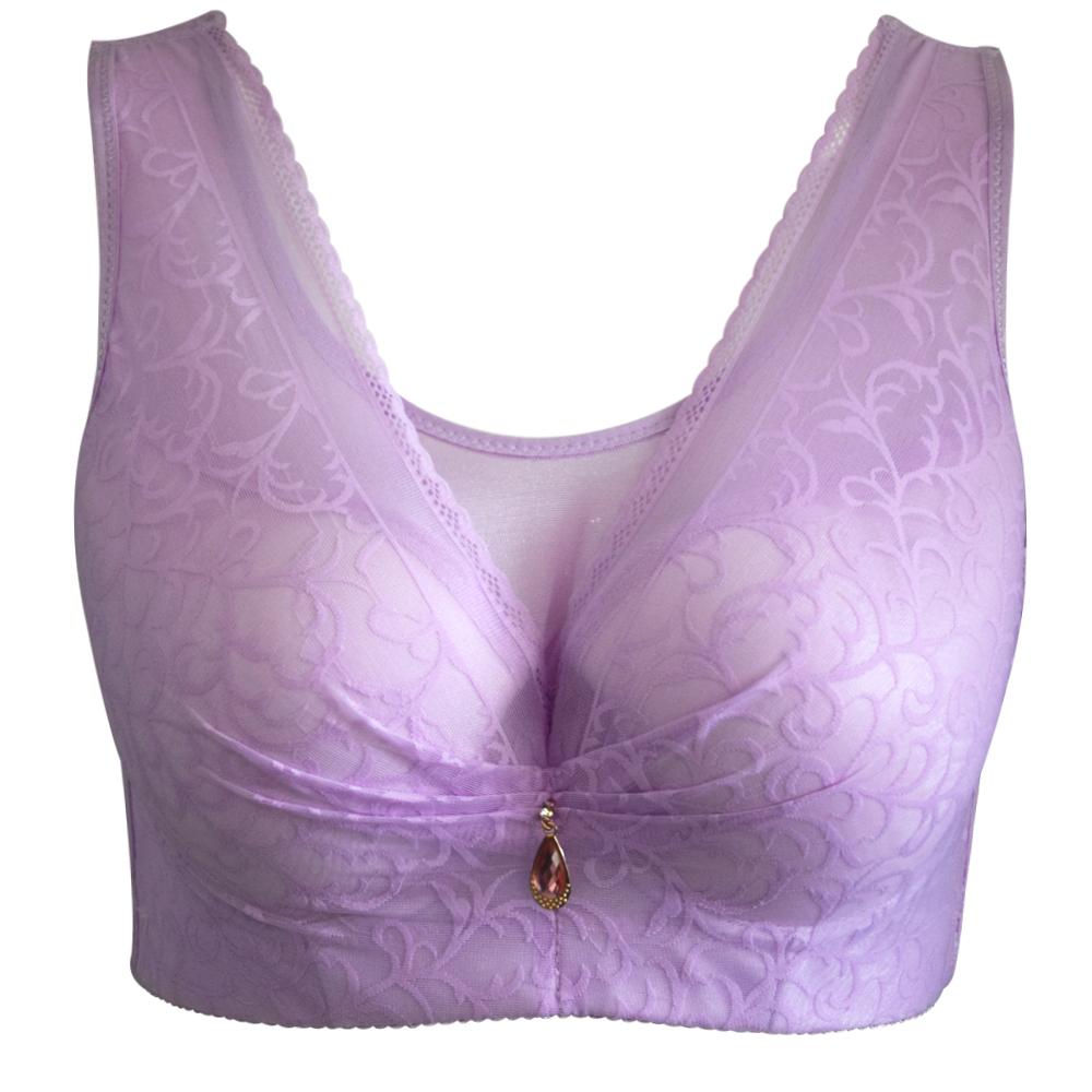 FallSweet Damen-Träger-BHs, BCD-Cup, Push-Up-BHs mit Netzstoff, vollständig bedeckender Büstenhalter für den Alltag 46C violett