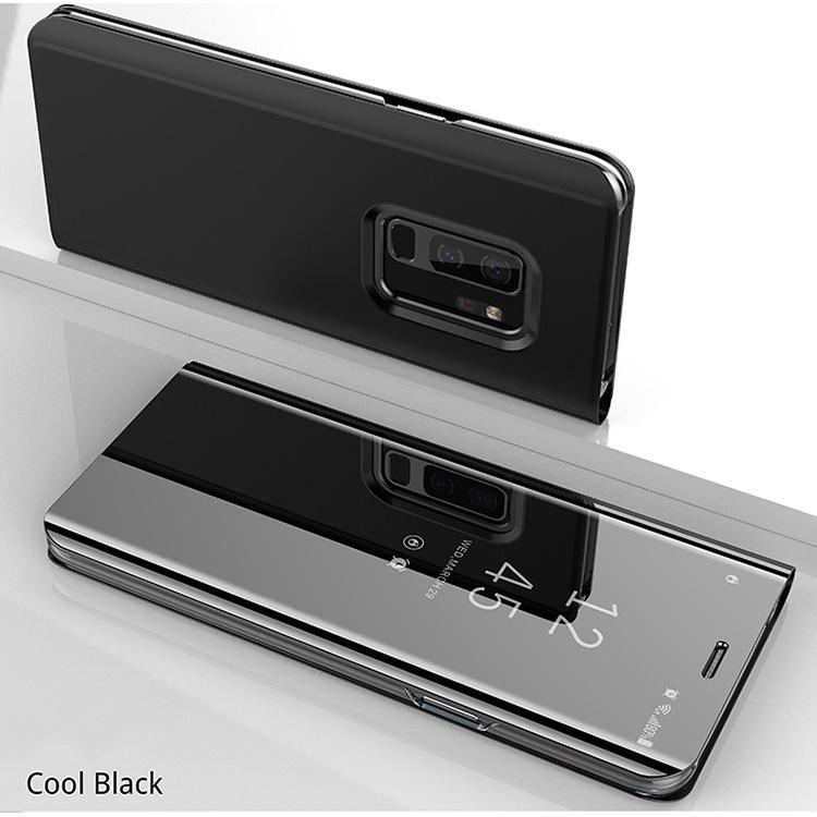 Klarer vertikaler Spiegel Smart Leather Case Flip Stand Protect Cover für Huawei Samsung Xiaomi IPhone Huawei P20 Pro schwarz