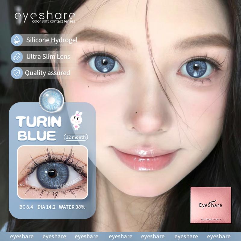 Eyeshare Farbige Kontaktlinsen Diamantblaue Kontaktlinsen Hellbraune Kontaktlinsen Augenkontakte Farbige Kontaktlinsen 2 Stück/Paar pro Jahr 0