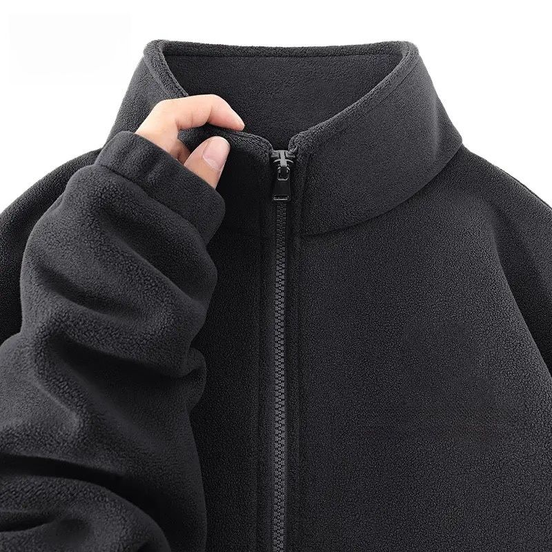 High-End Polarfleece-Jacke Lässig Verdickt Doppelseitiges Fleece Herren und Damen Stehkragen Hübsch Allround Übergröße Jacke XXXXL dunkelgrau