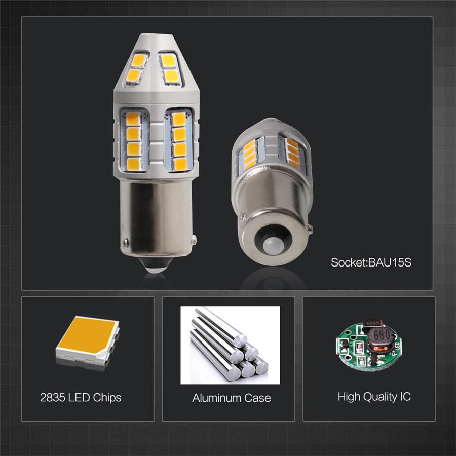 2 Stück Canbus Ohne Widerstand Kein Blinken Amber BAU15S 7507 PY21W 1156PY 30SMD 2835 LED-Lampen