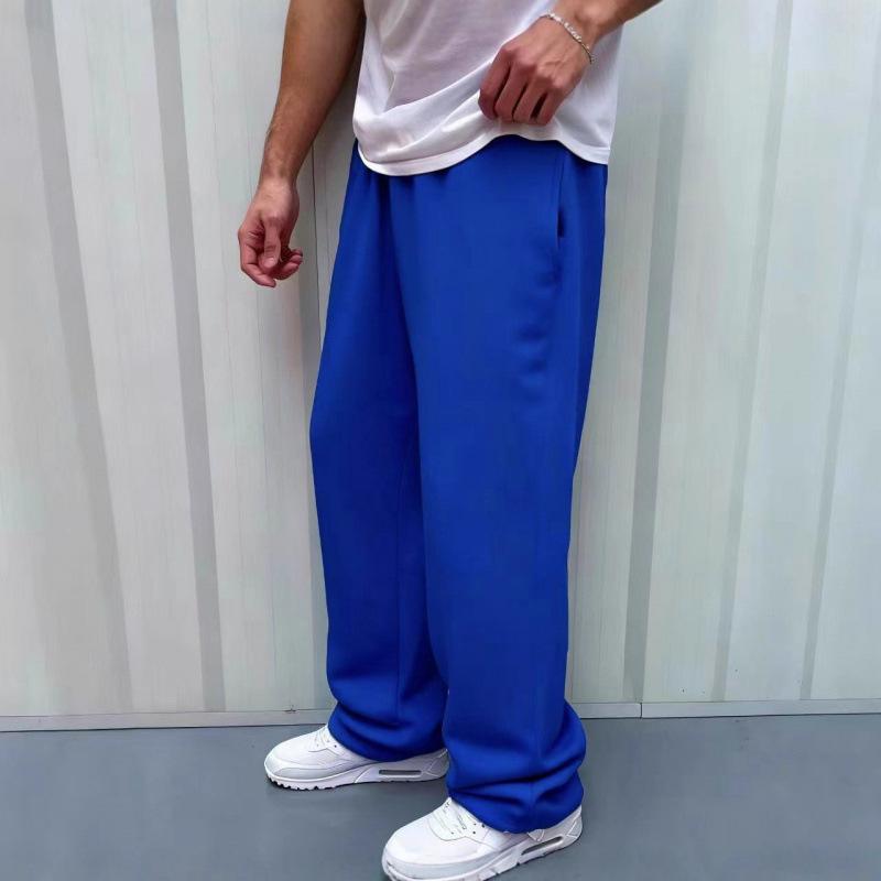 2026 Neue Vintage Trendige Lockere Weite Hosen Herren Freizeit Hosen Einfarbige Vielseitige Fleece Jogginghosen 2XL königsblau