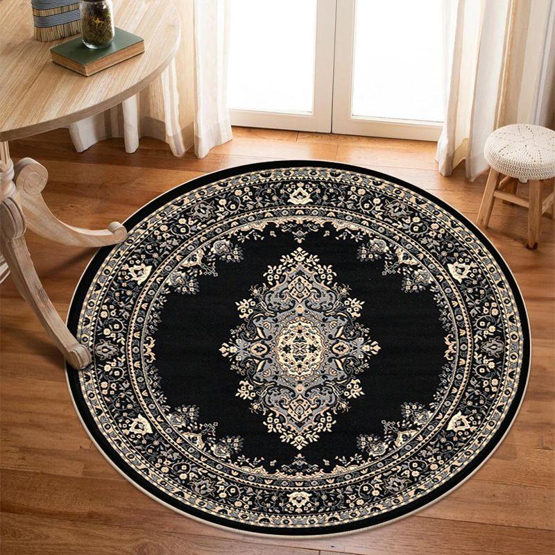 Bohemia Luxusmuster Persischer Rundteppich Waschbare Dekoration Zuhause Leichter Teppich Schlafzimmer Stuhlmatte Rote Teppiche für Wohnzimmer Diameter 140cm