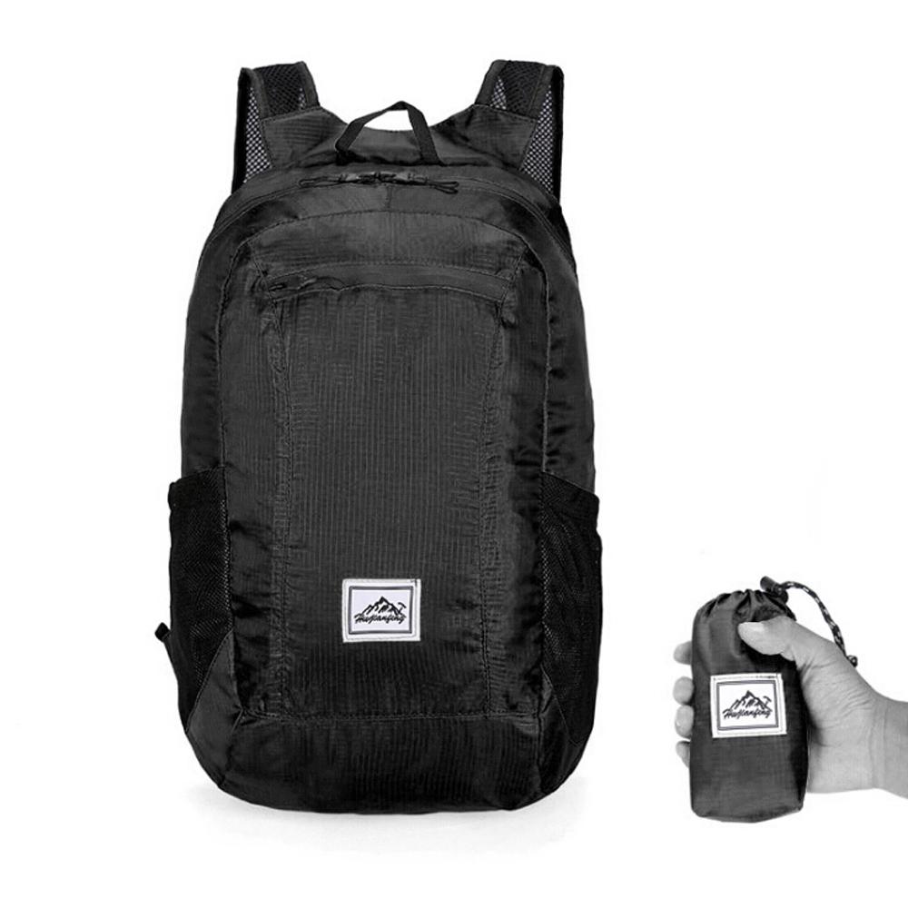 Leichter, tragbarer, faltbarer Rucksack, wasserdichter Rucksack, faltbare Tasche, ultraleichter Outdoor-Rucksack schwarz