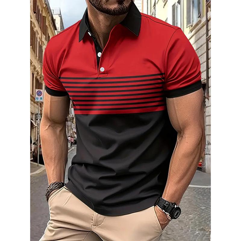 100 % Polyester, kurzärmeliges Poloshirt mit lässigem Revers für Herren, Poloshirt für den Business-Bereich. L rot
