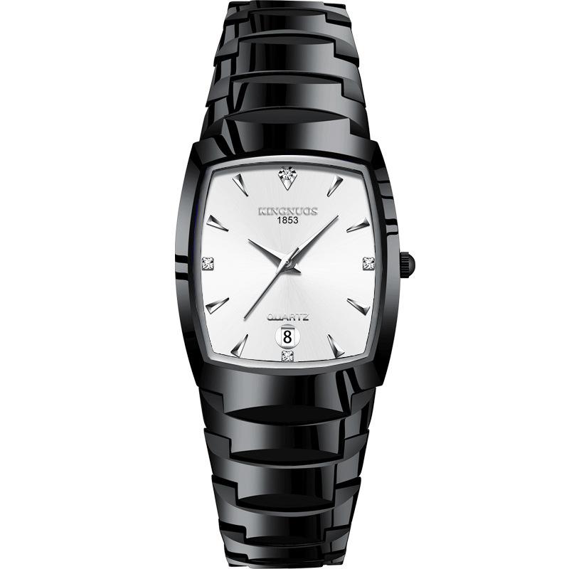 Top-Marke Herrenuhren Luxus quadratische Quarz-Armbanduhr wasserdicht leuchtende Zeiger Uhr für Männer Datumsuhr weiß