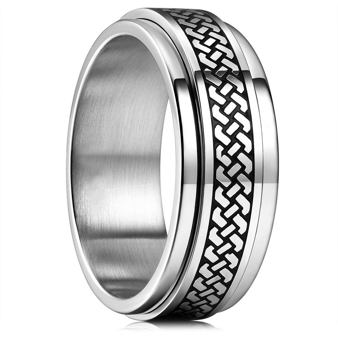 Modische Herren Edelstahl Angst Fidget Spinner Ringe Wikinger Unendlichkeit Verflochtene Keltische Knotenringe für Herren Hochzeits Schmuck 12 gray