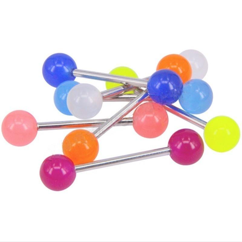 5/10 Stück helle Kugel Zungenpiercing durch weiches Acryl Zungenring Schmuck Lippenpiercing 5pcs