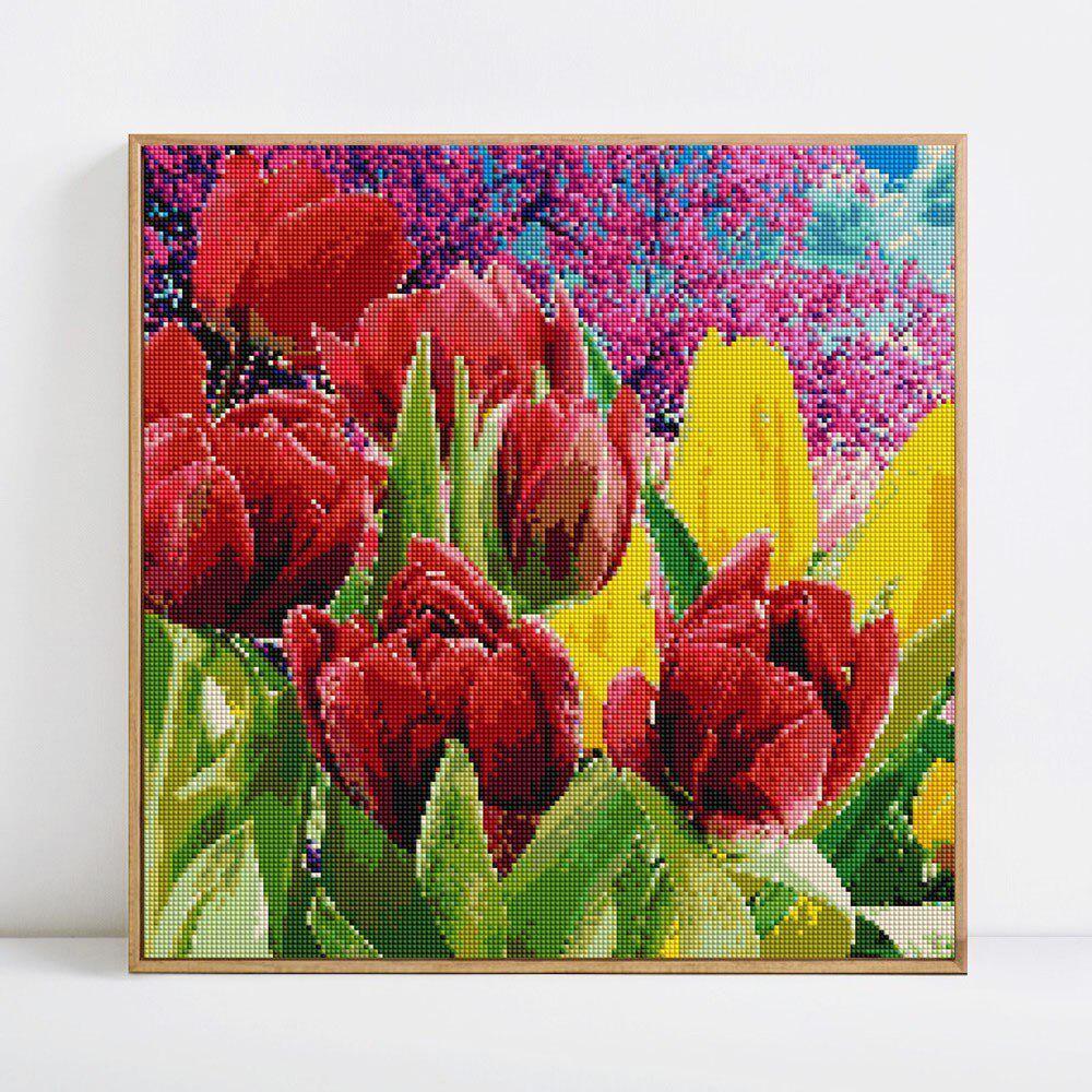 Diamant Malerei Runde Steine Blumen Diamant Mosaik Verkauf Blumen Bild 30x30