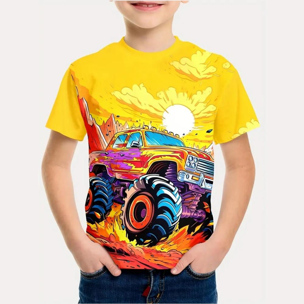 Kinderbekleidung 3D-Druck Cool Dazzle Cartoon Grafik T-Shirts Moden Streetwear Rundhals Kurzarm T-Shirt für einen Jungen 130