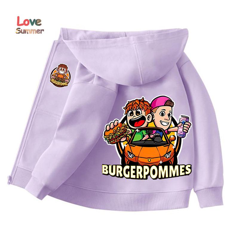 Burger Pommes Icrimax Kinder Cardigan Jacke Anime Cartoon Windjacke Mit Kapuze Frühling Herbst Lässig Dünne Oberbekleidung Kinderkleidung Geschenk 160 gray