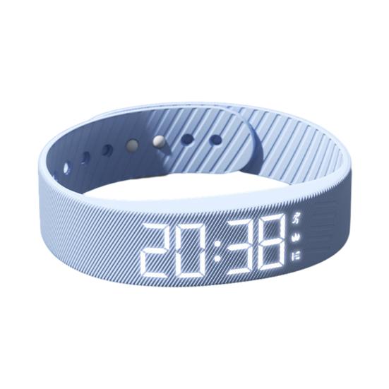 Vibrierende Alarm-Erinnerungsuhr Schüler Stiller Wecker Armband Digitale Uhr mit Schrittzähler Vibration Stoppuhr Timer für Tiefschläfer Herren hellblaue