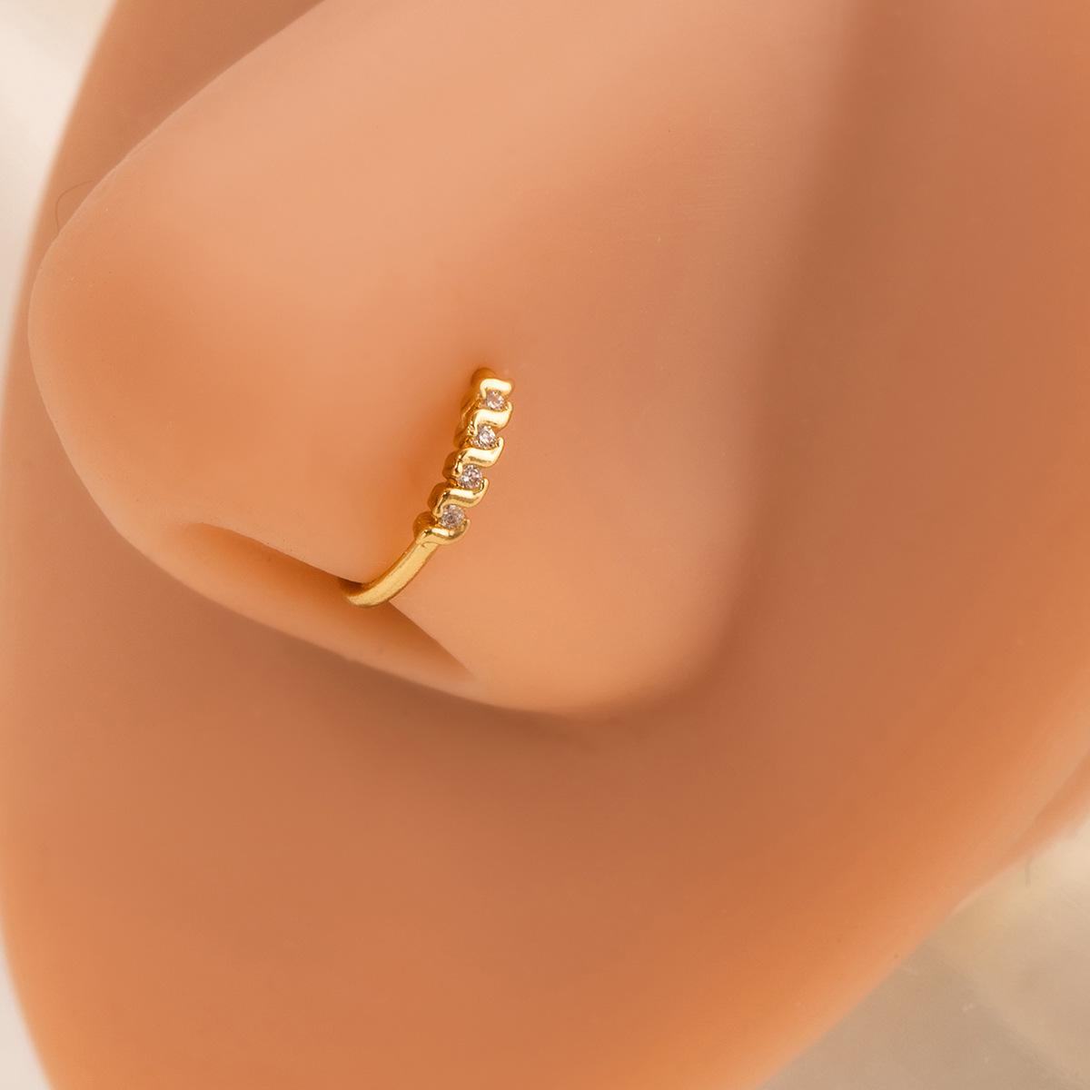 Europäischer & Amerikanischer Kreativer Blätter- & Blumen-Diamantbesetzter Nasenring ohne Piercing: Elegantes, minimalistisches Design