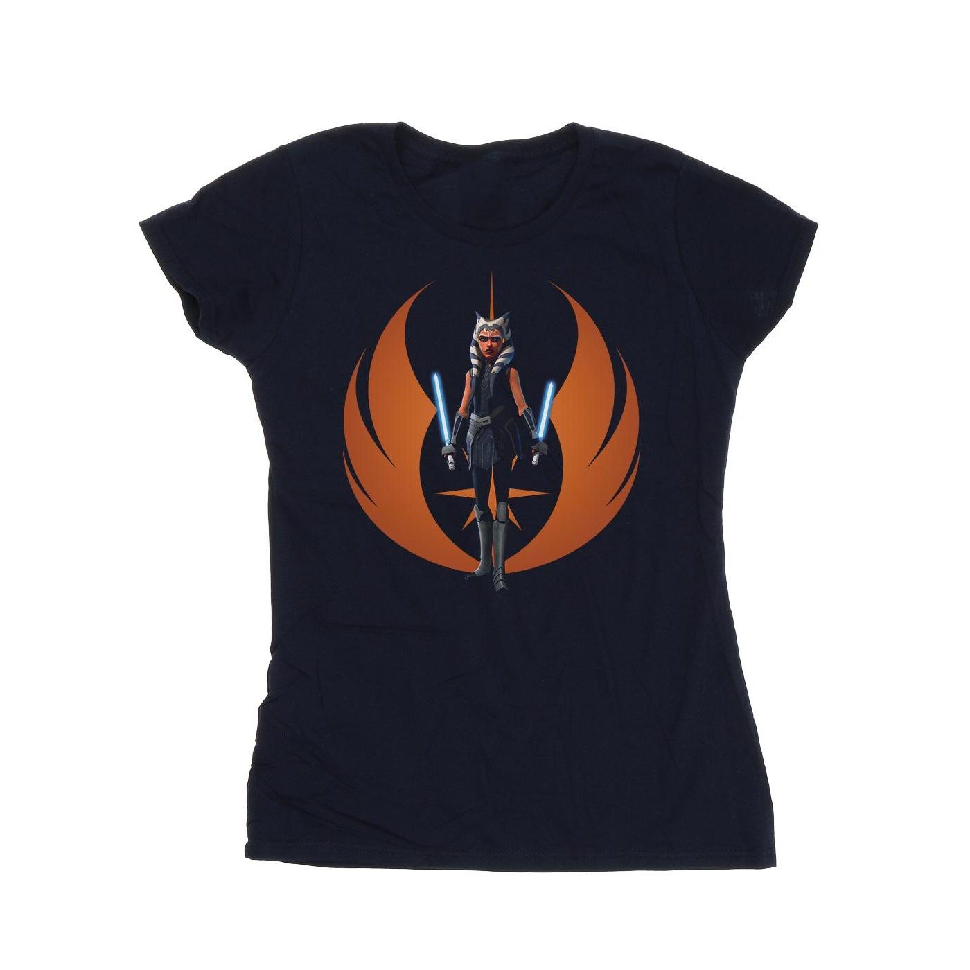 Star Wars Damen/Damen Clone Wars Ahsoka Rebel Pose Baumwoll-T-Shirt L navy blau
