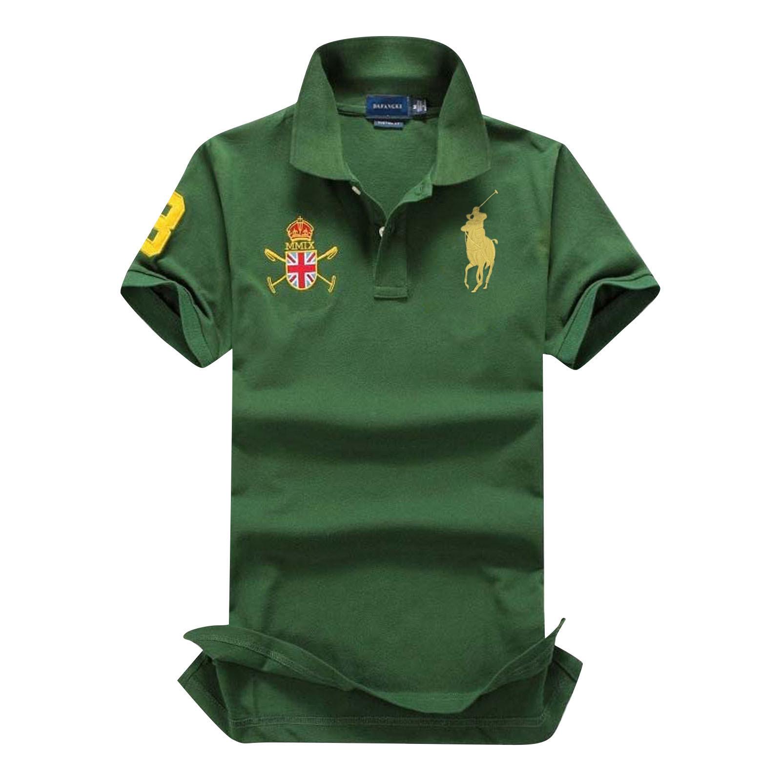 Sommer Casual herren Kurzarm Paul Revers Bestickt Malaysia Krone Übergroßen Hemd Kurzarm XXL grün
