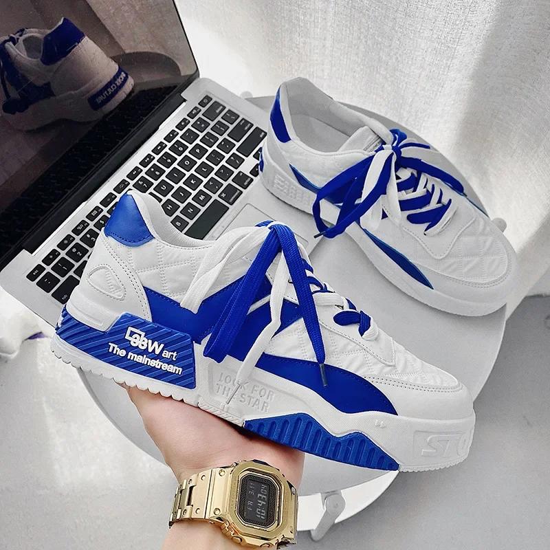 Designer Schuhe für Herren Trendige Sneaker Herren Zweifarbig Schnürschuhe Mode Studenten Sneaker Herren Vulkanisierte Schuhe Freizeitschuhe 39 blue