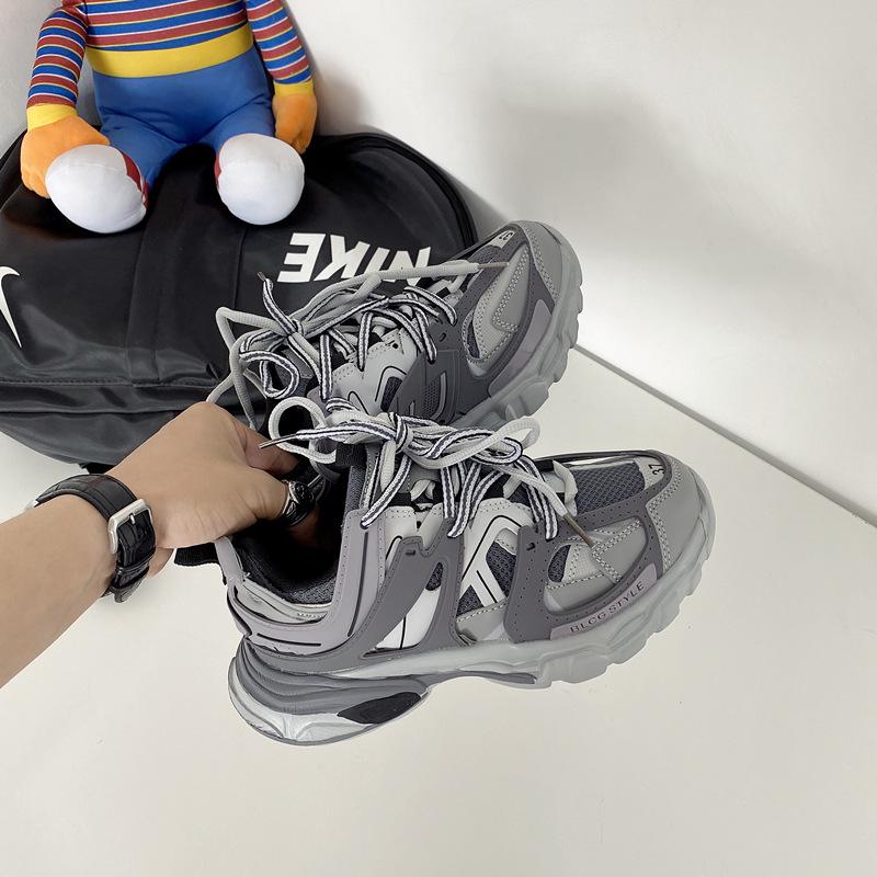 Damen 2025 Vielseitige Dad-Sneakers mit dicker Sohle - Trendiger Hongkong-Stil, Streetstyle, Lässige Sneakers für Studenten und Paare 37 graue