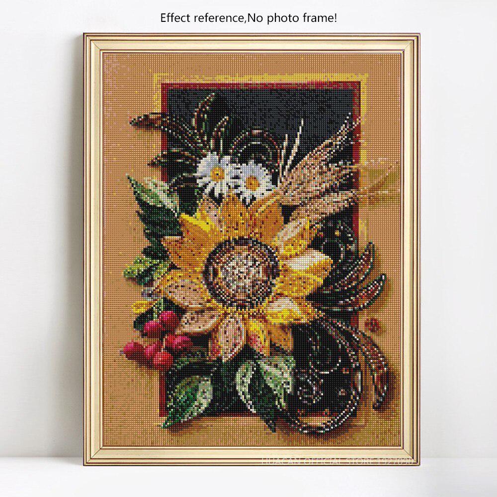 DIY Volle Runde Kreuzstich Sonnenblume Vollanzeige Strass Diamant Stickerei Handarbeit 20X30CM