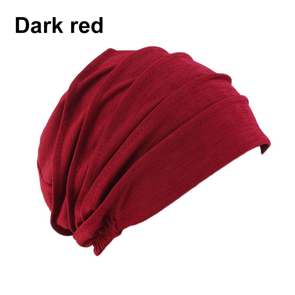 Weiche Winter Warme Haarausfall Kopftuch Mützen Kopf Wrap Chemo Hut Muslimischen Hijabs Frauen Turban Hut dunkelrote