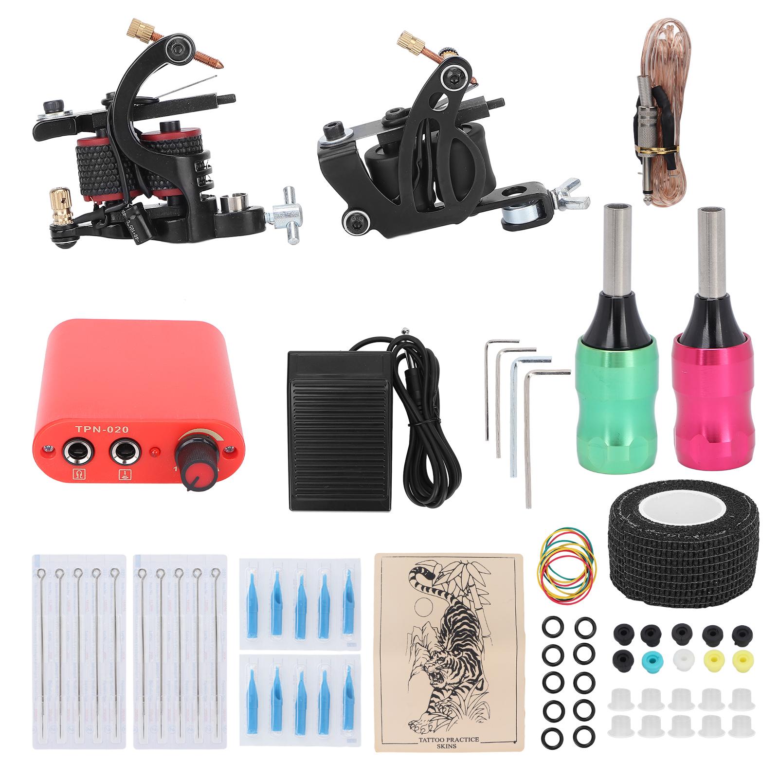 Tattoo Kit Tattoo Netzteil Kit 10 Tattoo Nadel Tattoo Öse für Anfänger Tätowierer EU Plug
