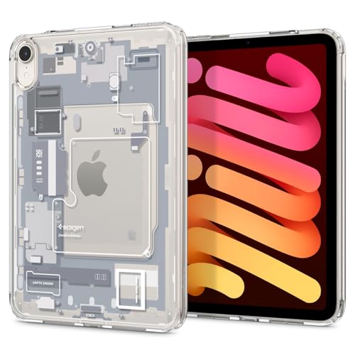 Spigen iPad Mini 7/6 Hülle, Halbtransparent, Apple Pencil Kompatibel, Air Cushion Technologie, Stoßfest, Kameraschutz, 3D-Druck, Ultra Hybrid, A pink