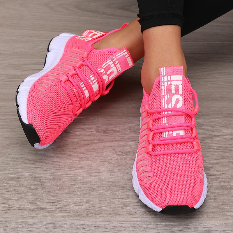 Damen Sportschuhe Mesh Leichtgewicht Weiche Sohle Jogging Riemen Atmungsaktiv Mode Sport Walking Lässig Tennis Flache Schuhe für Herren 40 rosa