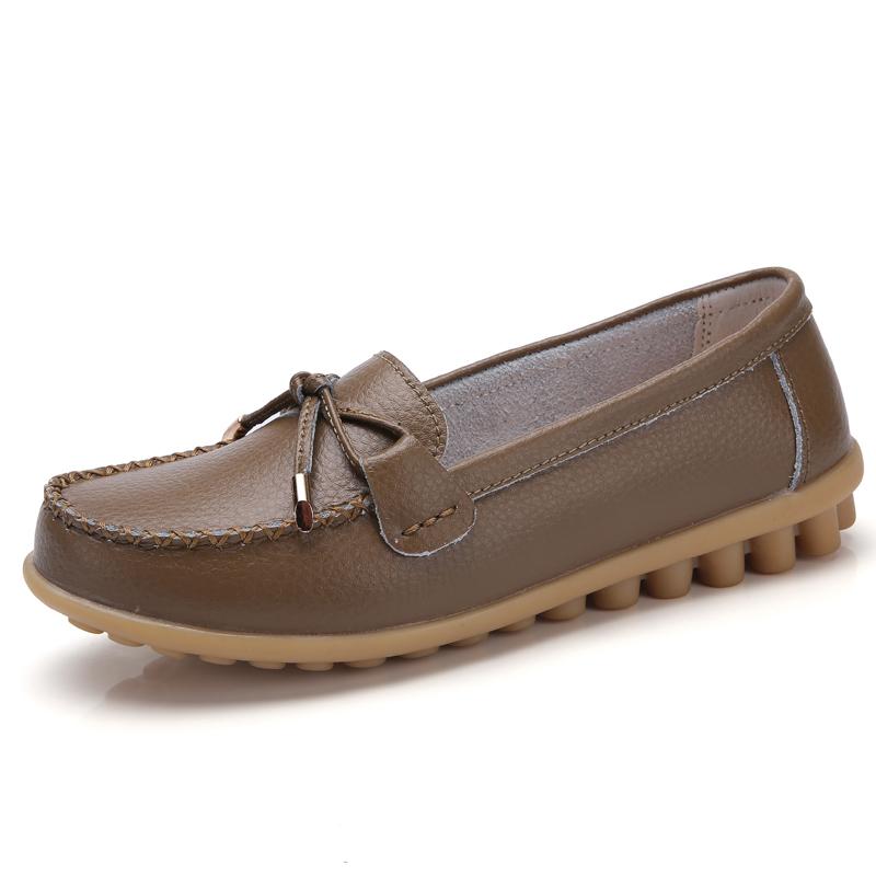 Neue Damen Ballerinas Schuhe Ballerina Sneaker Echtleder Frühling Weiche Mokassins Damen Boot Ballerina Espadrilles Creepers 37 gray