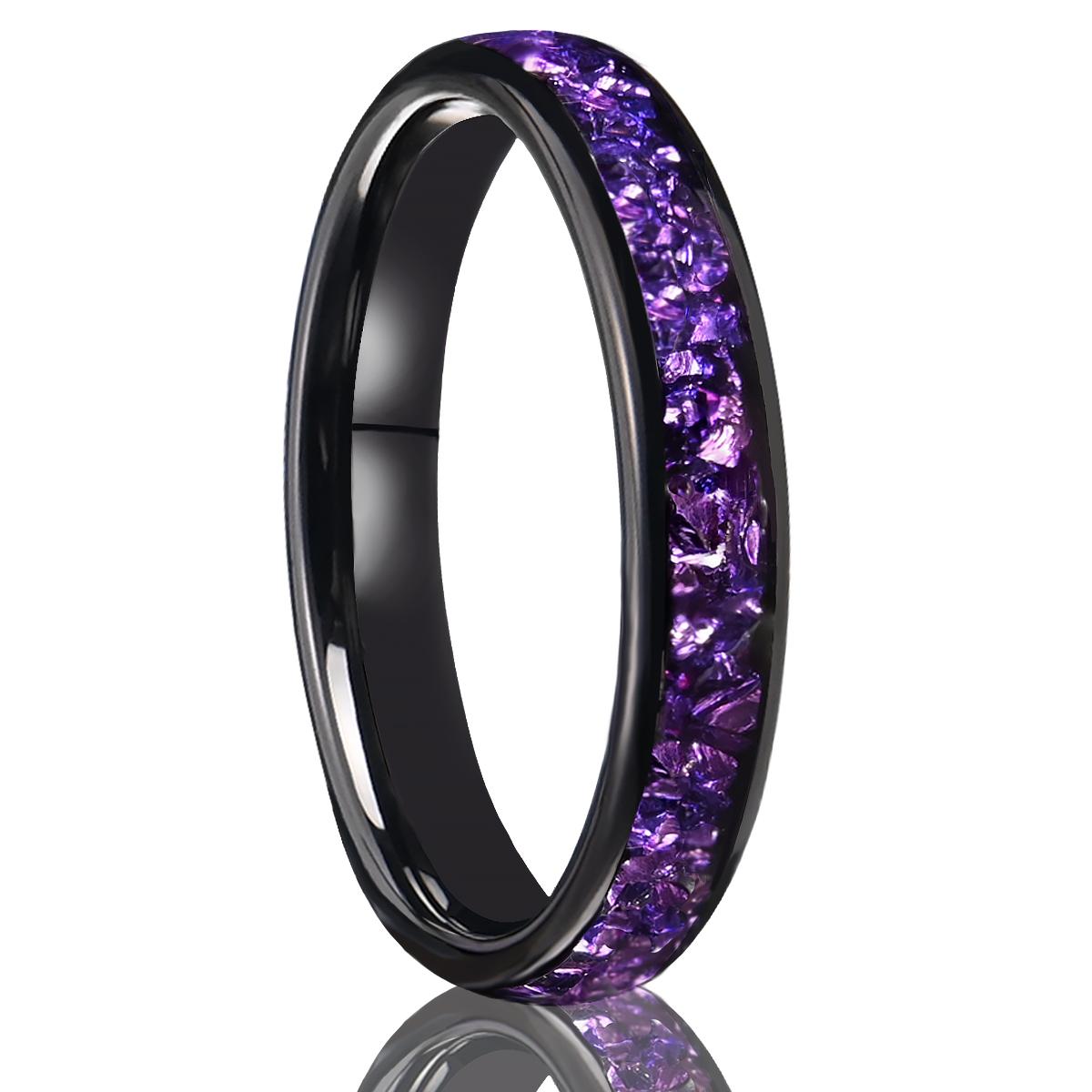 8mm/4mm Amethyst Wolframkarbid Ring, Verlobungsringe Eheringe für Damen Herren, Perfektes Schmuckgeschenk für Jeden 10
