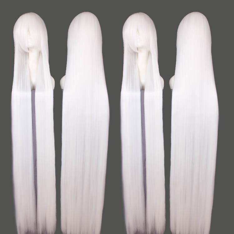 150CM Frauen schwarze Dame lange glatte Haare volle Perücken Cosplay Party Anime Perücke Haarverlängerungen weiß