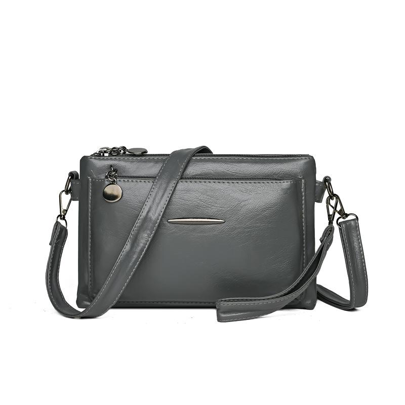 Damentasche Mehrschichtige Handytasche Weiche Leder Schulter Umhängetasche Muttertasche dunkelgraue