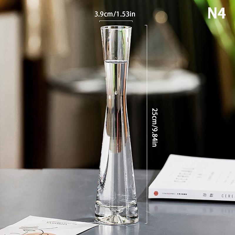 Transparente Glas-Blumenvase, kleine Vase, Hydrokultur-Pflanze, Blumen-Terrarium, Luxus-Zimmertisch, Heimdekoration, Hochzeitsdekoration 25*3.9cm