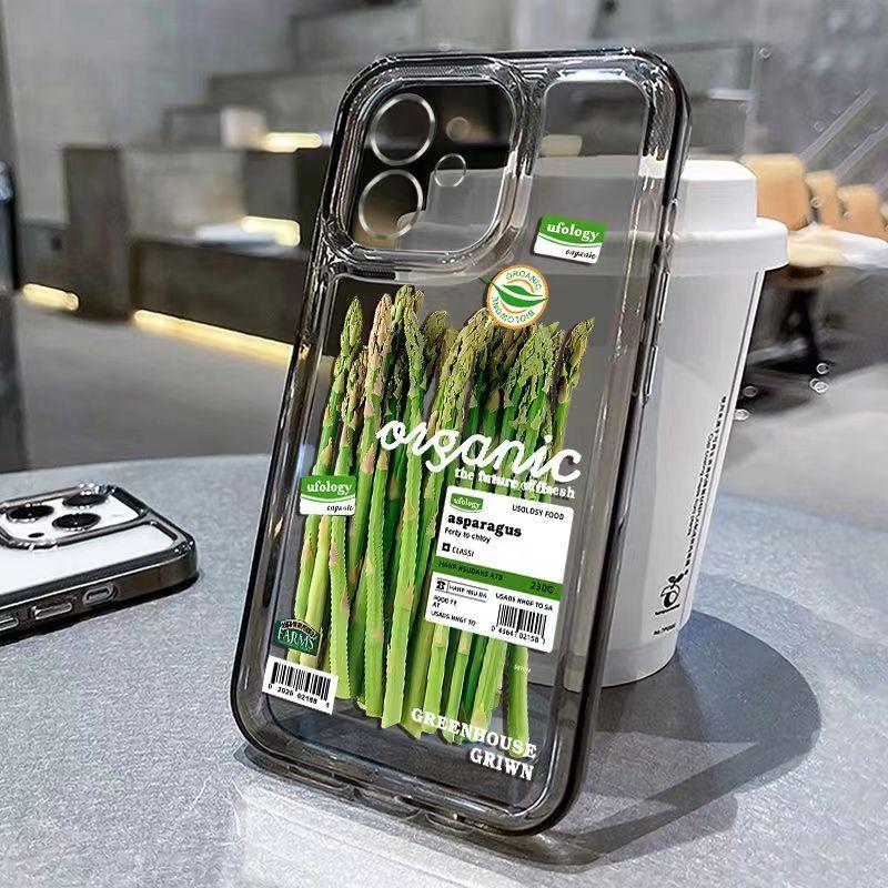 Weiche transparente Handyhülle für iPhone 13 Hülle für iPhone 11 14 15 12 Pro Max XR XS X 7 8 14 Plus SE Gemüseetiketten-Hülle For iPhone 14 Plus