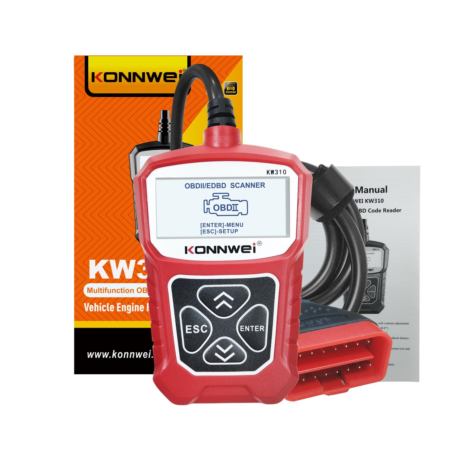 KONNWEI KW310 OBD2-Scanner, russische Sprache, Auto-Diagnose-Tool, OBD 2-Auto-Scanner für Auto, ODB2, Auto-Werkzeuge, besser als ELM327 rot