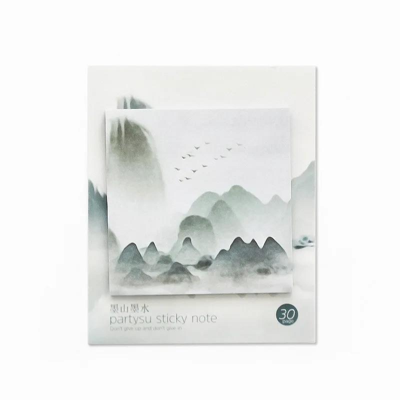 Sakura Hibiskus Tuschemalerei Notizen Haftnotizen Marmor Exquisites Design Notizbuch Schreibwaren Büro Schulbedarf Ink painting