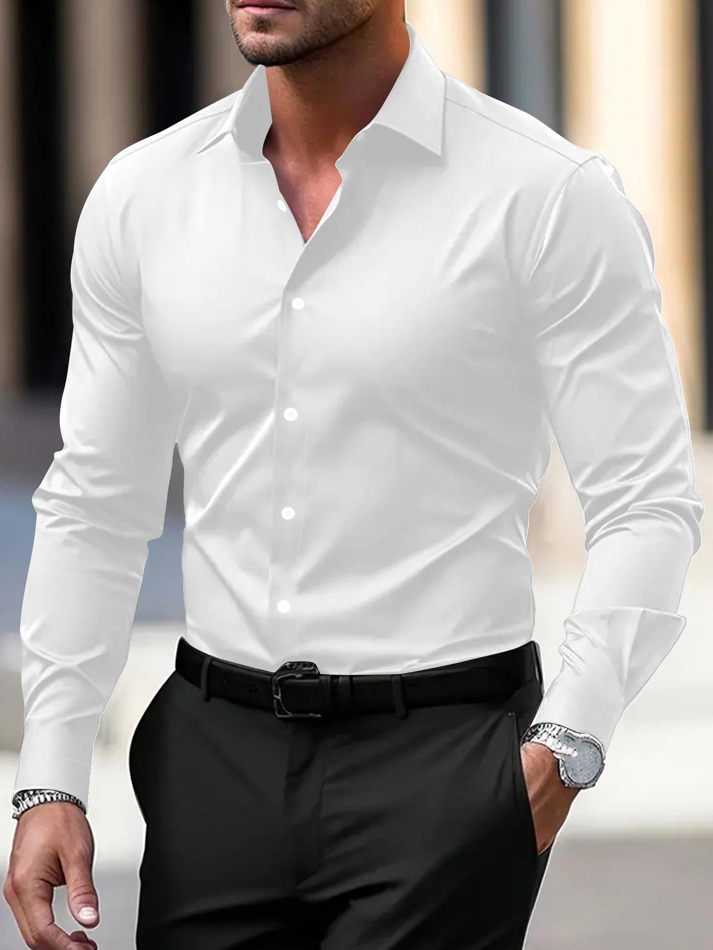 Herren Langarm Weißes Formelles Hemd - Slim Fit, Große Größen, Business- & Arbeitskleidung-Optionen Verfügbar XXL weiß