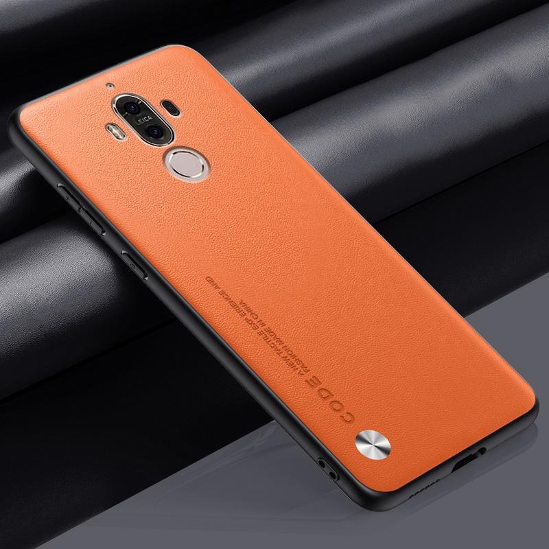 Für Huawei Mate 9 Hülle Luxus PU Leder Handyhülle Für Huawei Mate 9 Mate9 Rückseite Matte Silikon Stoßfest Vollschutz For Huawei Mate 9 orange