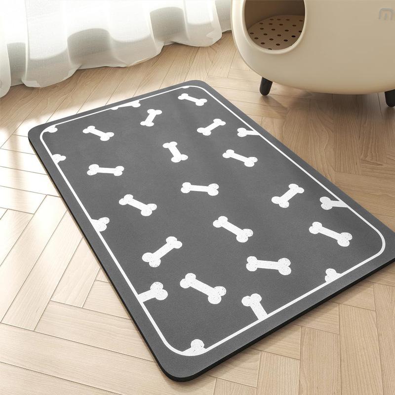 Kieselalgen-Schlammmatte für Haustiere, spritzwassergeschützte Matte für Katzen und Hunde, saugfähige, schnelltrocknende Matte für Haustiere zum Fressen und Trinken von Wasser 50 * 60cm (diatom mud)