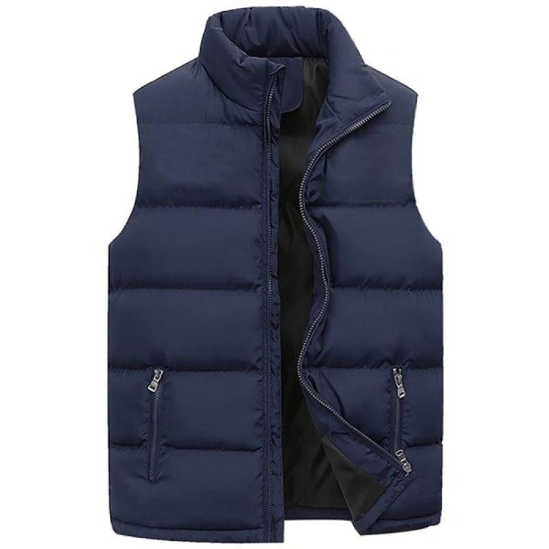 Herren-Weste, Jacke, warm, ärmellos, für den Winter, wasserdichter Reißverschluss, Mantel, Herbst, Stehkragen, lässige Weste, Markenkleidung XXXXXL navy blau