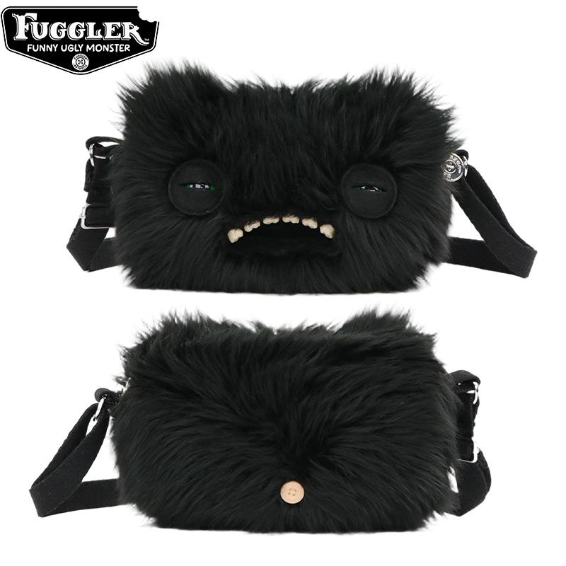 Fugglers Plüschtiere Umhängetasche Fuggler Mr Buttons Kreischer Schwarzes Monster Stofftier Plüsch Umhängetasche Geburtstagspuppe Geschenke black